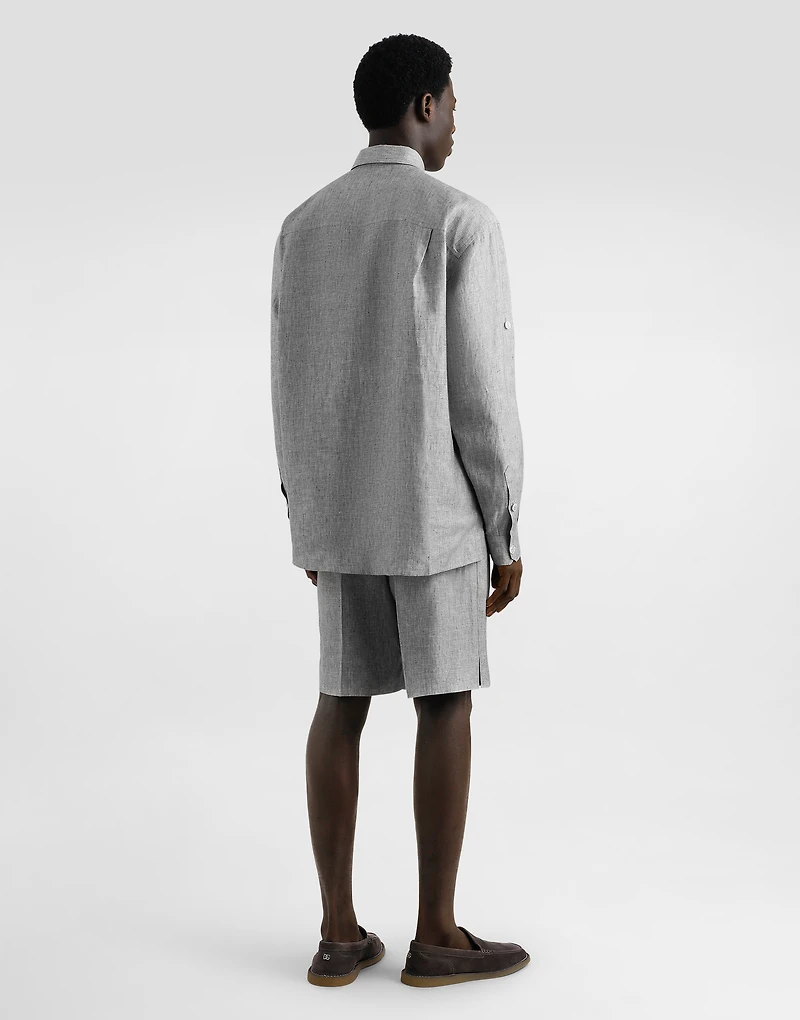 Washed linen canvas shirt