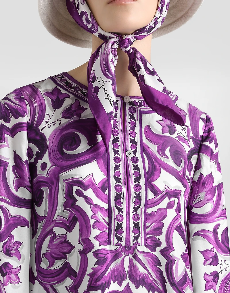Majolica-print twill dress