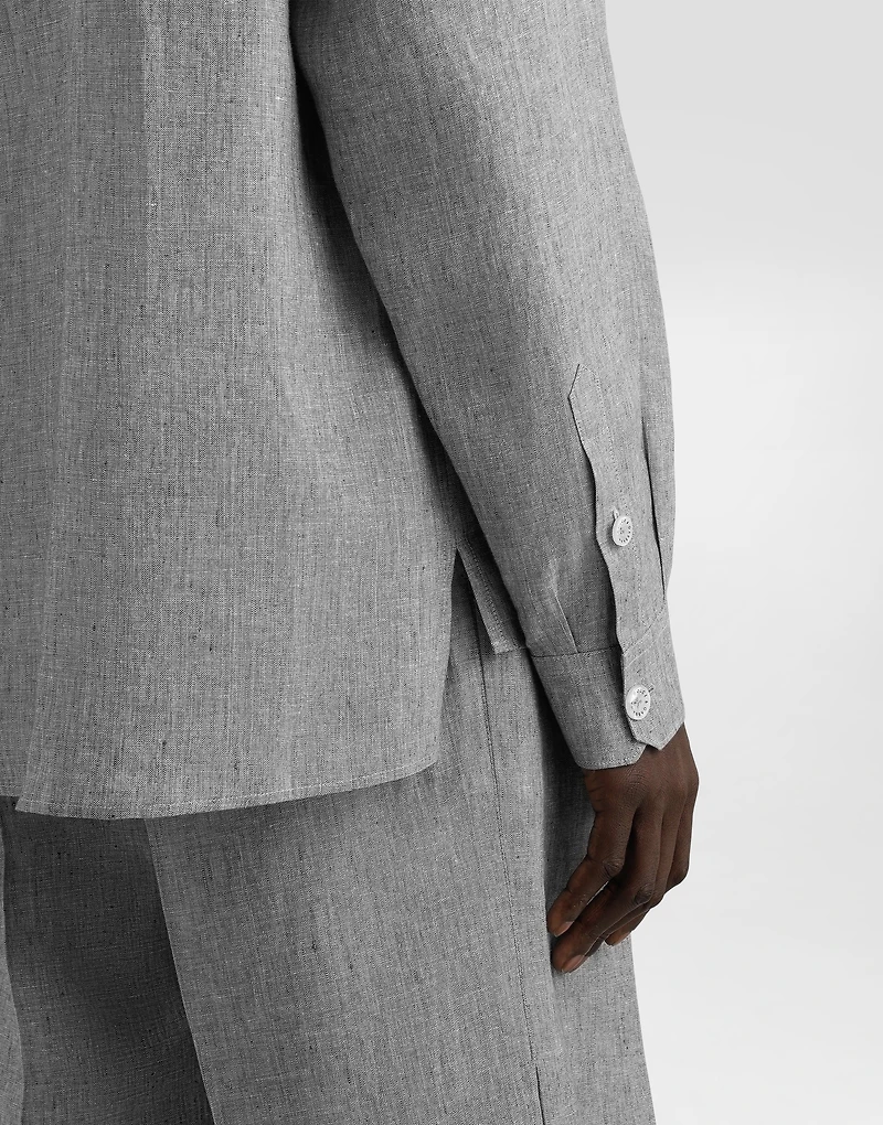 Washed linen canvas shirt