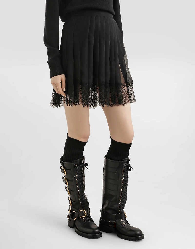 Pleated chiffon short skirt