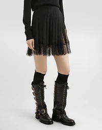 Pleated chiffon short skirt