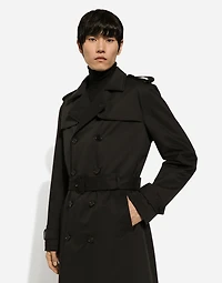 Nylon double-breasted trench coat