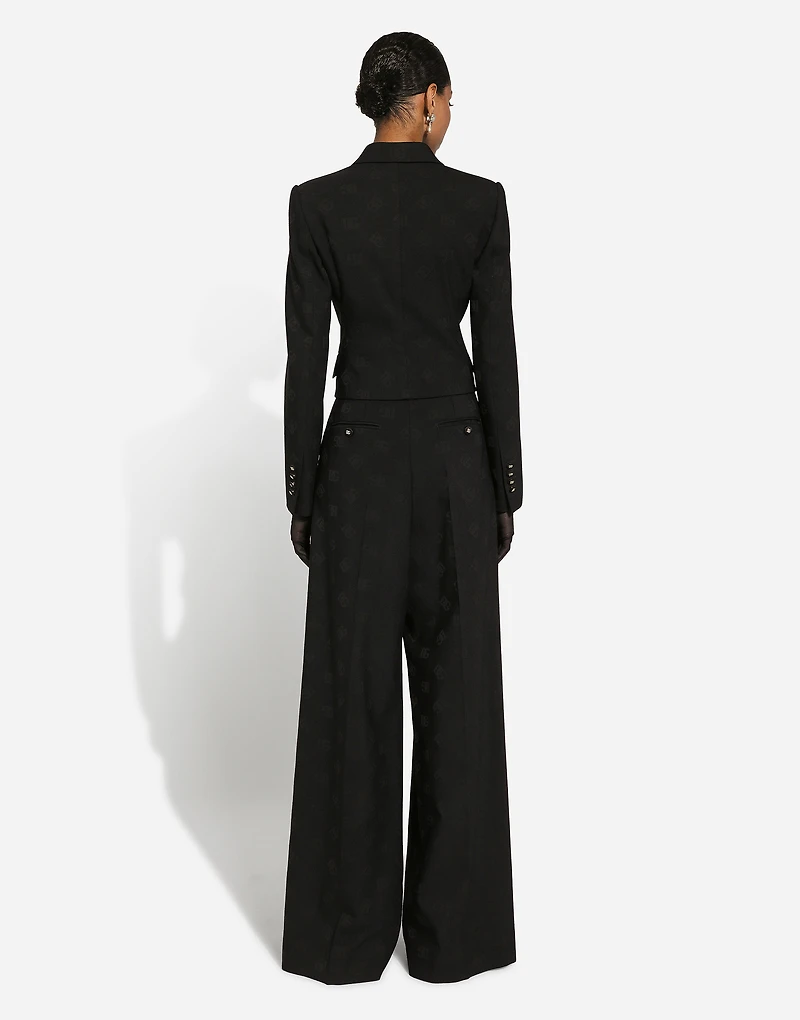 Flared wool jacquard pants with DG logo