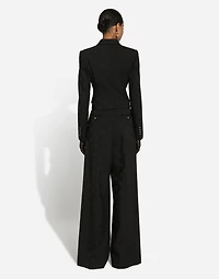 Flared wool jacquard pants with DG logo