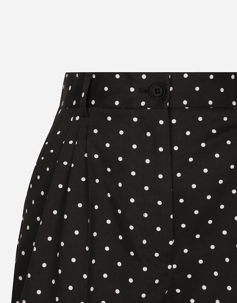 Polka-dot cotton shorts