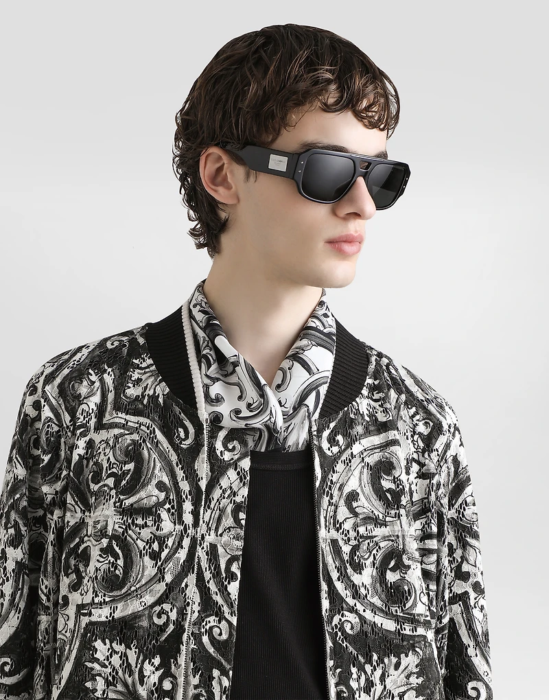 Majolica-print cordonetto lace jacket