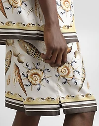 Printed silk twill trousers