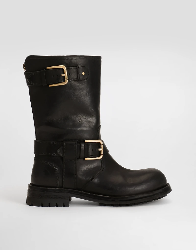 Calfskin biker boots