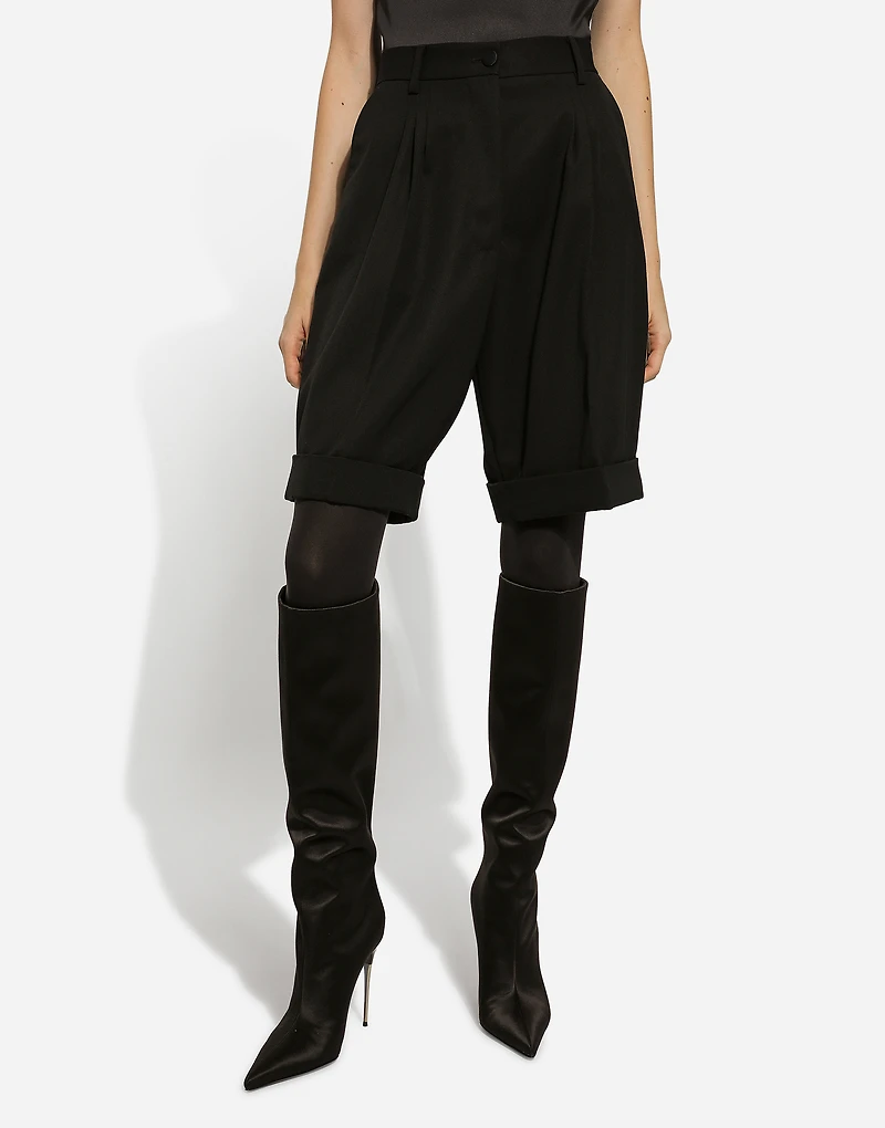 Wool gabardine shorts