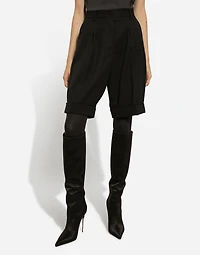 Wool gabardine shorts