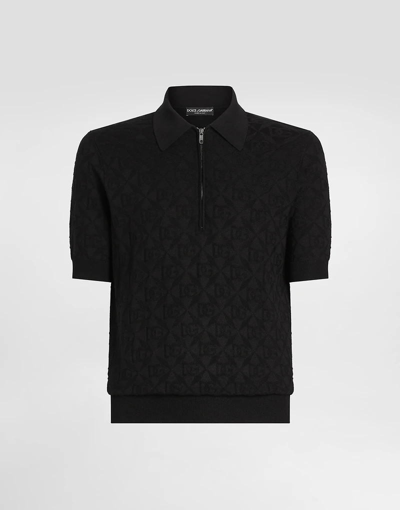 Silk polo shirt with logo