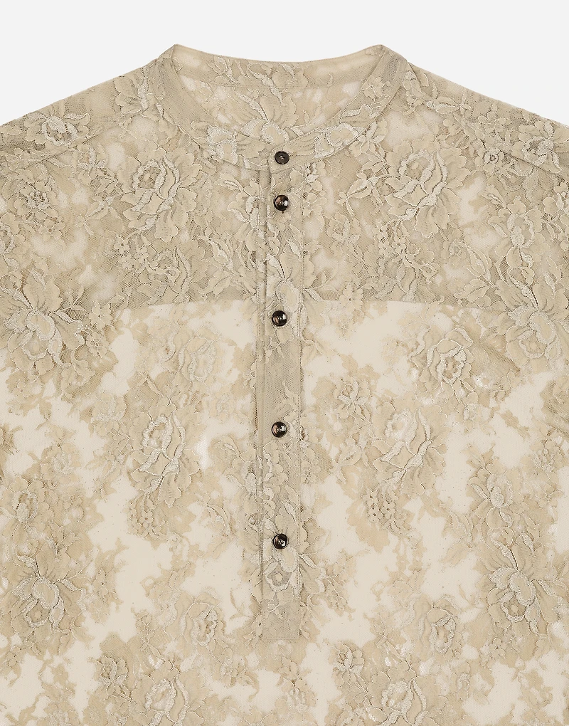 Galloon lace shirt with Mandarin collar