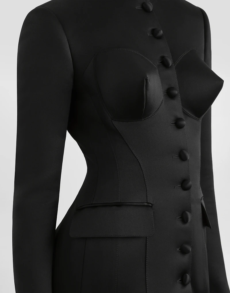 Single-breasted duchess jacket with conical cups