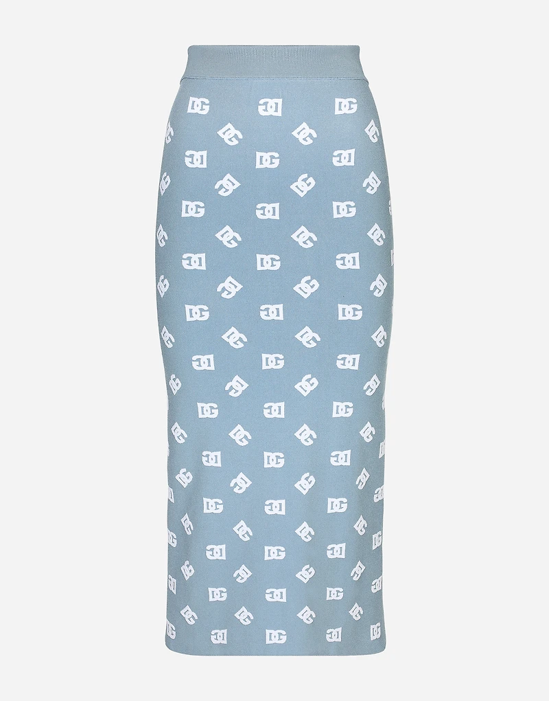 Viscose pencil skirt with jacquard DG logo