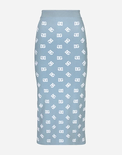 Viscose pencil skirt with jacquard DG logo