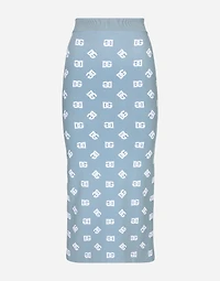 Viscose pencil skirt with jacquard DG logo