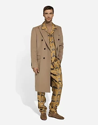 Printed silk twill jogging pants