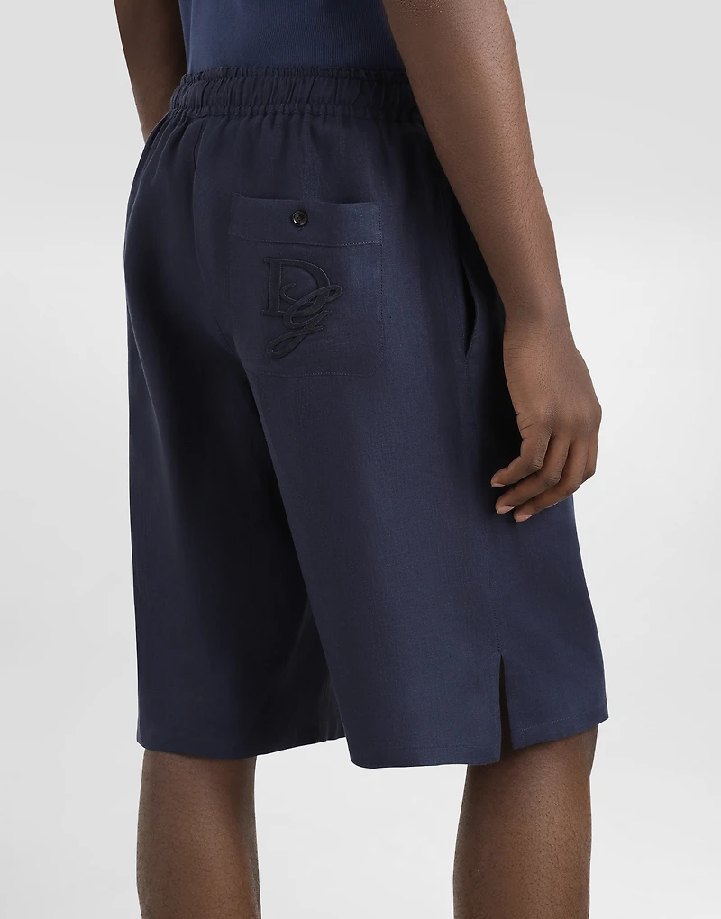 Linen shorts with DG logo embroidery