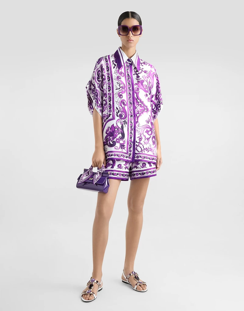 Majolica-print twill shirt