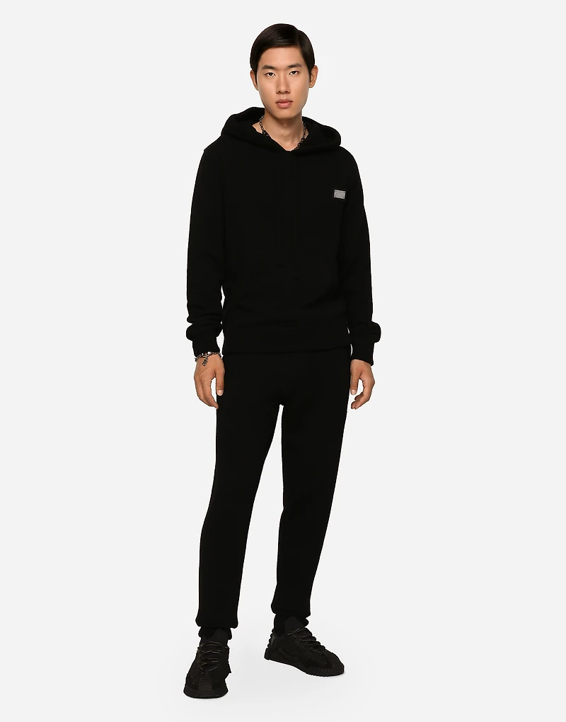 Wool and cashmere knit jogging pants