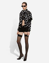 Wool and silk sweater with polka-dot inlay