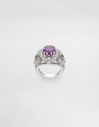 Eleganza Ring 18-carat white gold, amethyst, peridots, and sapphires