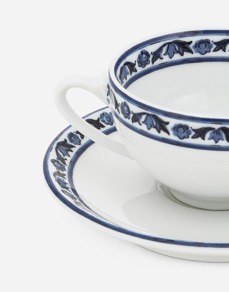 Set 2 Porcelain Espresso Cups with Saucers