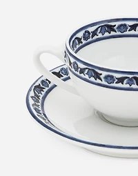 Set 2 Porcelain Espresso Cups with Saucers