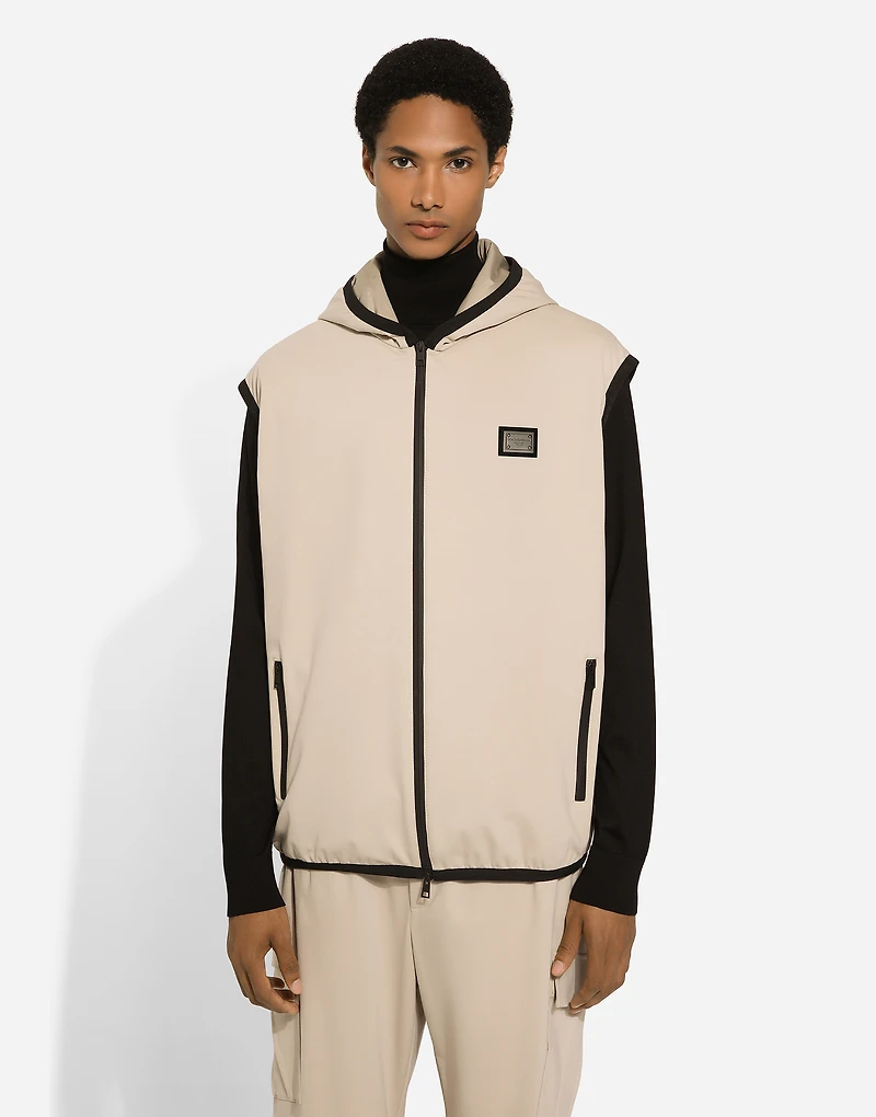 Jersey vest with hood