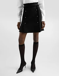 Short raschel tweed skirt with decorative DG logo buttons