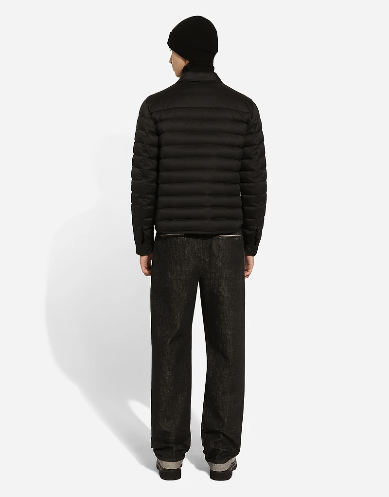 Padded satin jacket with shirt collar