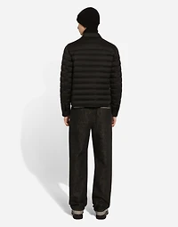 Padded satin jacket with shirt collar