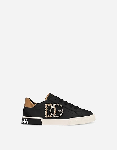 Calfskin Portofino Vintage low-top sneakers with DG logo