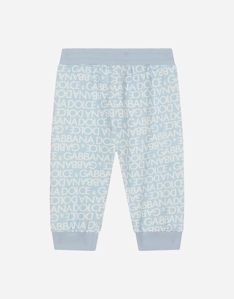 Jersey jogging pants with all-over logo print