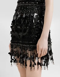 Satin dress with embroidery