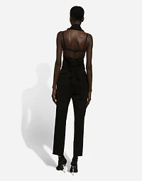High-waisted wool gabardine cigarette pants