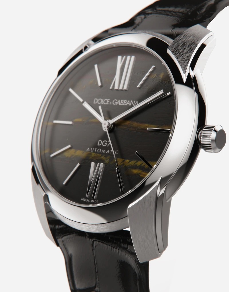 Steel and tiger’s eye watch