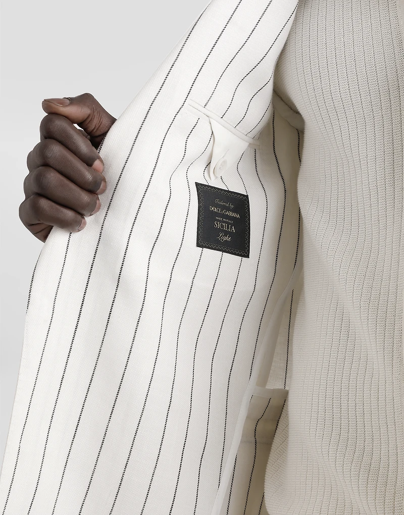 Single-breasted pinstripe linen-blend jacket