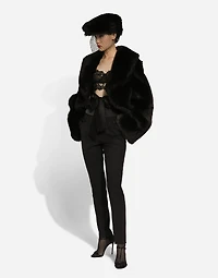 Short lambskin jacket with belt