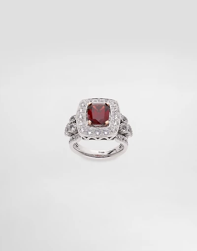 Eleganza Ring 18-carat white and rose gold, garnet, sapphires