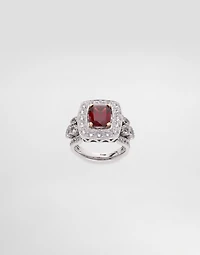 Eleganza Ring 18-carat white and rose gold, garnet, sapphires