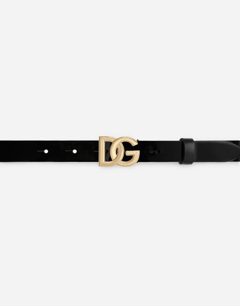 Patent leather belt with DG logo
