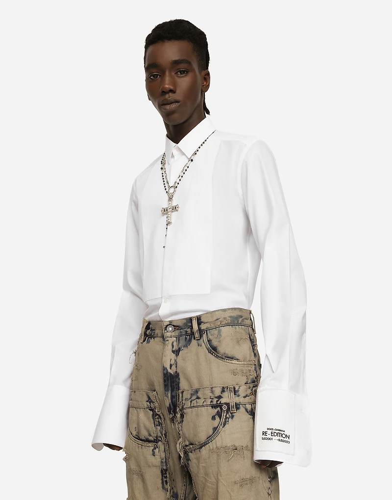 Cotton poplin Gold-fit tuxedo shirt