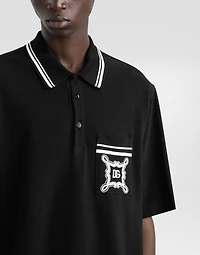 Cotton polo-shirt with bandanna-print details