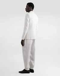 Single-breasted pinstripe linen-blend jacket