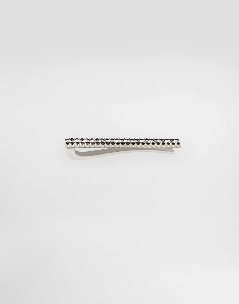 Metal rhinestone-detailed tie clip