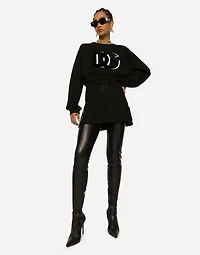 Jersey miniskirt with logo patch
