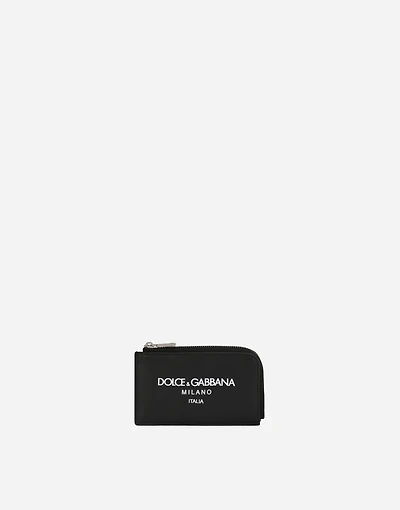 Calfskin card holder with logo