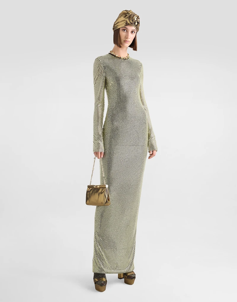 Long crystal mesh dress