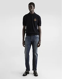 Cotton polo-shirt with heraldic patch